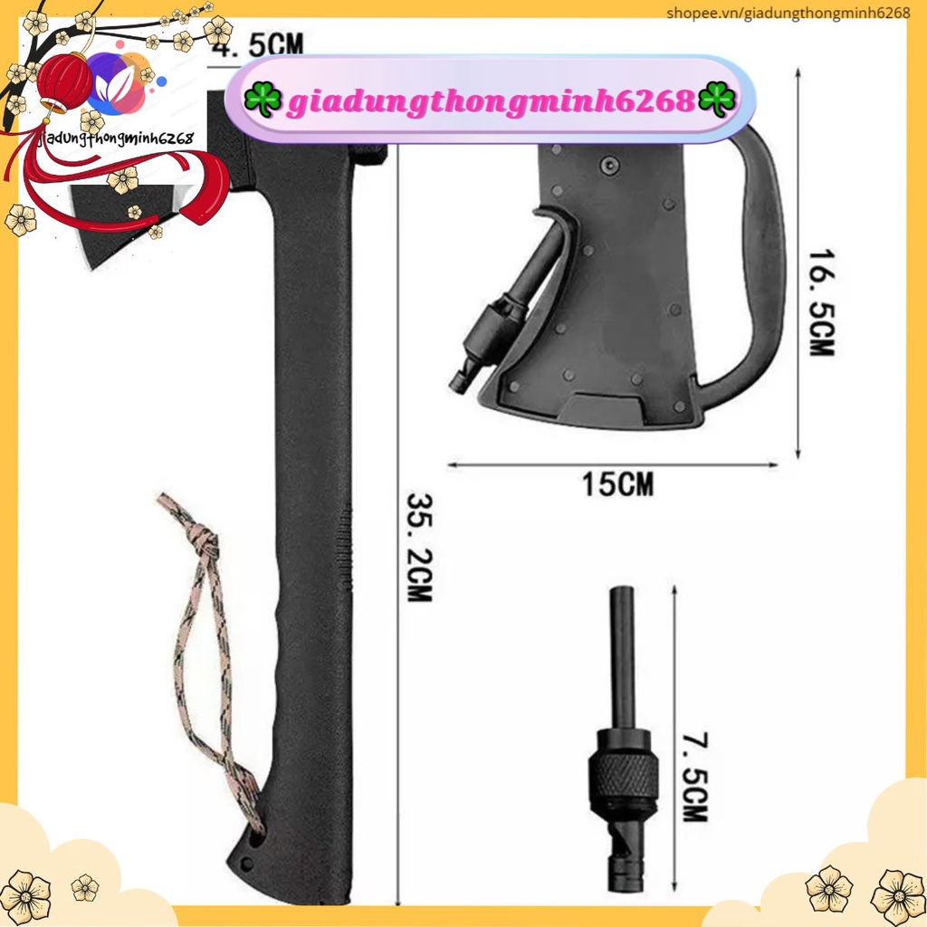 Rìu Đa Năng Nhật Bản 6 trong 1, Đi Phượt, Chặt Cây, Đánh Lửa, Còi Cứu Sinh cắm trại