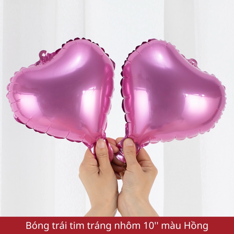 Bóng trái tim trang nhôm trang trí phòng cưới, sinh nhật, decor