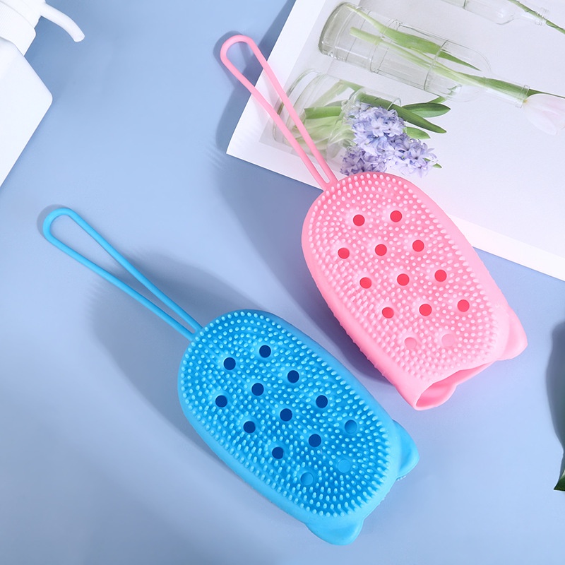 Bông Tắm Silicon Tạo Bọt Massage Hình Chuột Cute Tẩy Da Chết 2 Mặt hiệu quả