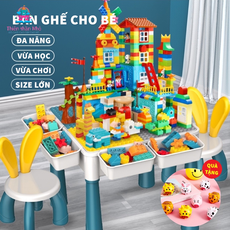 Bộ bàn ghế lắp ráp SIZE LỚN đa chức năng cho bé, bàn đồ chơi lắp ráp xếp hình cho bé - Thiên thần nhỏ