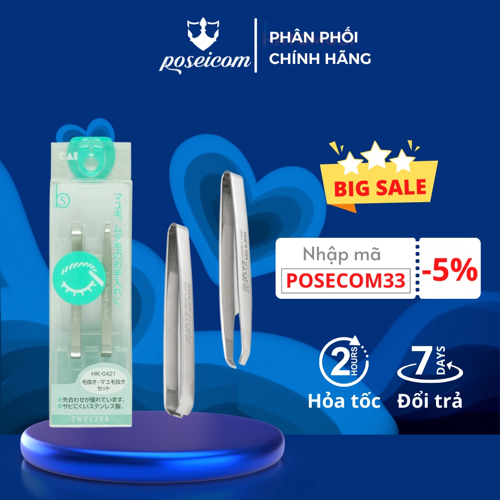 Set 2 Nhíp Nhổ Lông Mày Inox Cao Cấp Không Gỉ KAI Nhật Bản