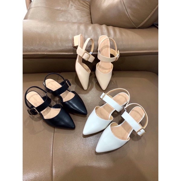 Giày sandal 3 phân mũi nhọn Annmodels chất liệu xi mờ kiểu dáng Hàn Quốc hậu mới _SD034HMOI