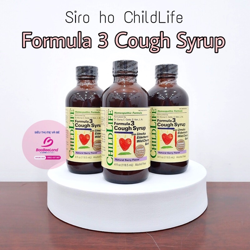 [𝐒𝐀𝐋𝐄 𝐃𝐀𝐓𝐄 𝟐/𝟐𝟎𝟐𝟒] Siro giảm ho, các triệu chứng cảm lạnh cho bé từ 2 tuổi ChildLife Formula 3 Cough Syrup- BAABEELAND