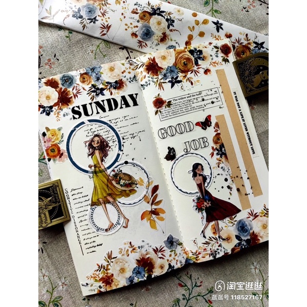 Bulletjournal115 Băng dính TWS các mẫu hoa new 100cm