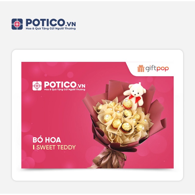 Toàn quốc [Evoucher] Potico.vn Phiếu quà tặng Bó hoa Sweet Teddy
