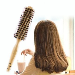 Lược cán gỗ sấy tóc xoăn 3 cỡ styling round comb, wooden comb for curl hair