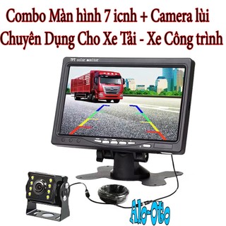Combo Màn hình + Camera lùi chuyên dụng cho xe tải xe công trình dây camera dài 15m
