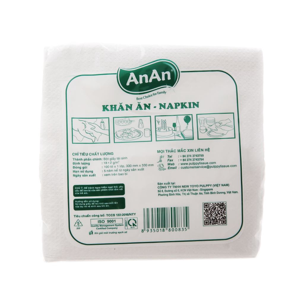 Khăn giấy vuông An An 100 tờ