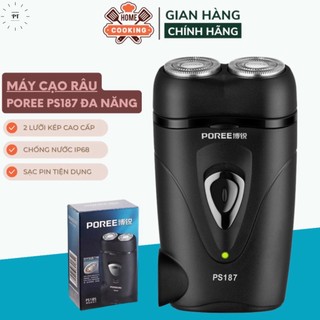 Máy cạo râu nam mini bỏ túi sạc pin Poree PS187, thiết kế nhỏ gọn,2 lưỡi cạo cao cấp, chống nước IP68, bảo hành 12 tháng