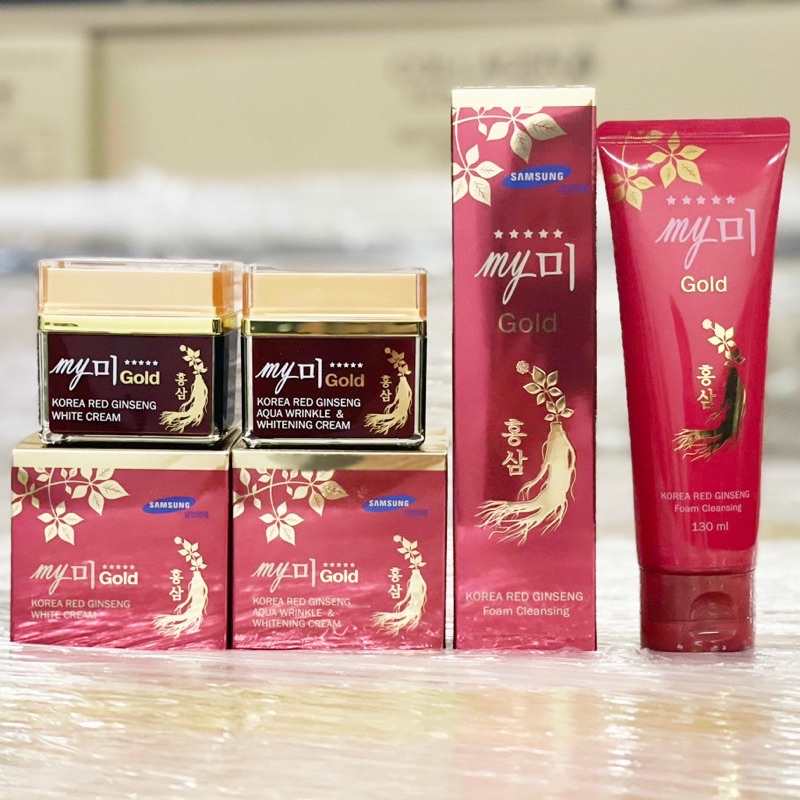 Combo Sữa Rửa Mặt Hồng Sâm Đỏ My Gold 130ml + Kem Sâm Hàn Quốc My Gold Korea Red Ginseng White Cream 50ml