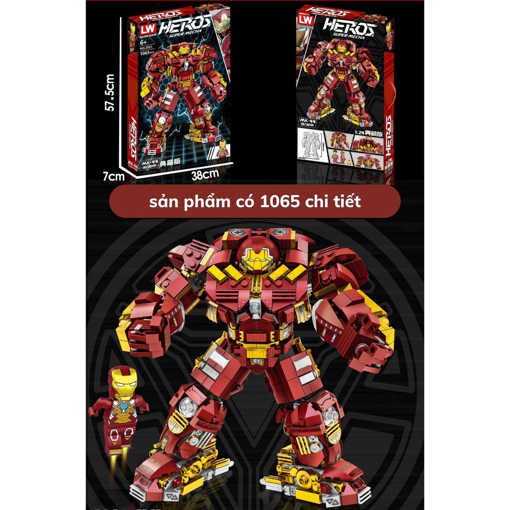 Đồ chơi lắp ráp robot iron man hulkbuster cỡ lớn, đồ chơi lắp ghép mô hình thông minh cho trẻ em BOBIKIDS LG03