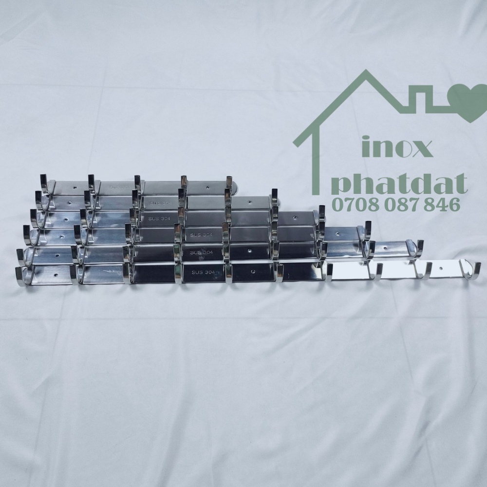 Móc treo đồ nhà tắm Inox 304 PHÁT ĐẠT  không rỉ sét, Móc áo inox dẹp, giá treo inox :