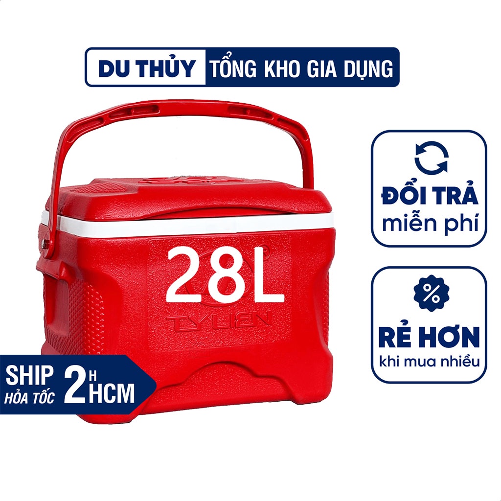 Thùng đá giữ nhiệt vuông dung tích 28L Happy Cooler có quai xách, không chứa BPA an toàn cho sức khỏe