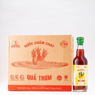 [ Hàng Xuất Khẩu Mỹ - Thùng 12 Chai Thủy Tinh ] Nước Chấm Chay Cao Cấp Quả Thơm Phan Thiết Mũi Né Chai Thủy Tinh 500ml