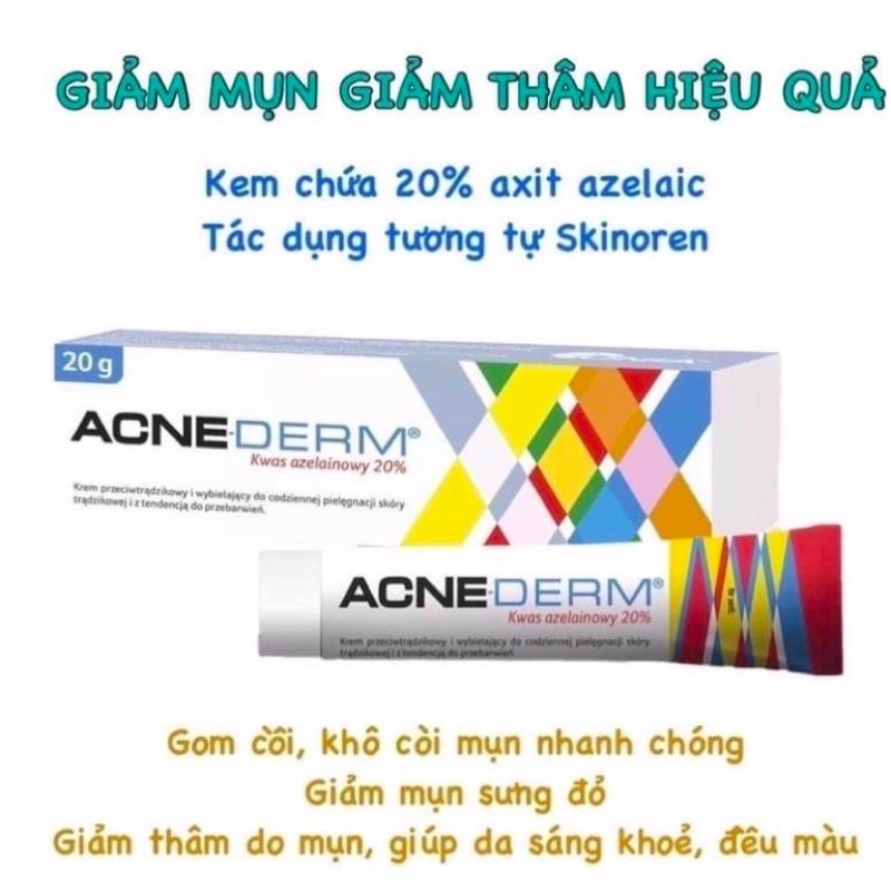 Acne Derm 20% Azelaic Acid BaLan (tuýp 20g) - Kem giảm Mụn, mờ thâm - Acnederrm