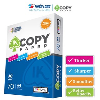 Giấy A4 IK Copy 70gsm: 1 ream. - Văn phòng phẩm Bảo Quân