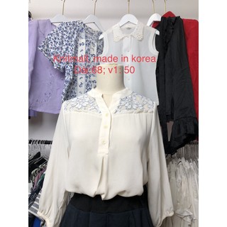 Áo sơ mi si tuyển 2hand trắng phối ren