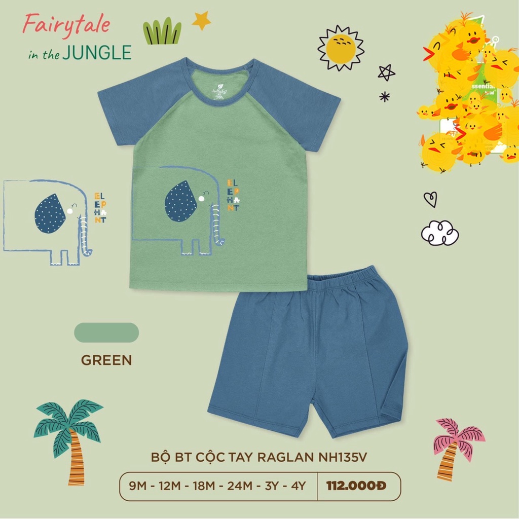 Bộ Cộc tay cotton Raglan Bé Trai Lullaby 2023  NH135V