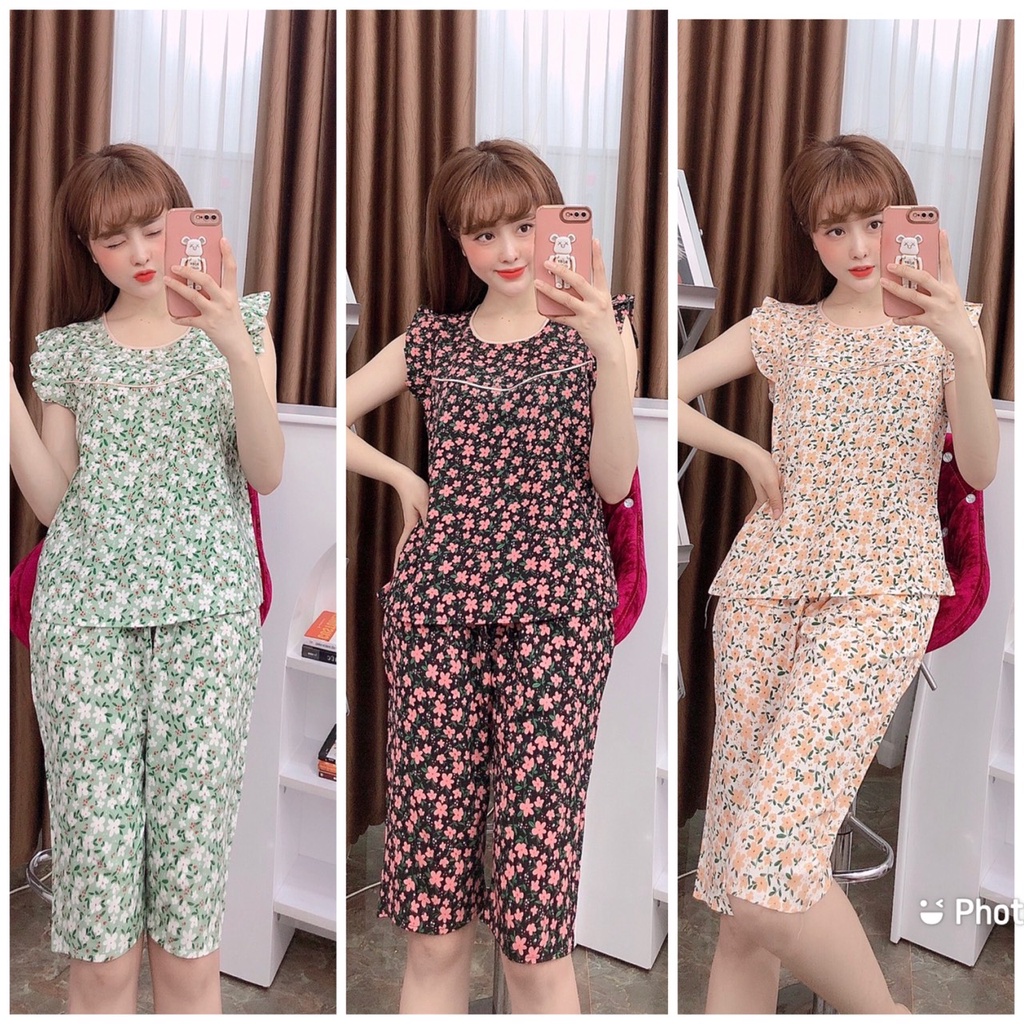Đồ bộ mặc nhà mùa hè-Đồ bộ lụa tay cánh tiên thích hợp mặc nhà nội trợ-DOL7