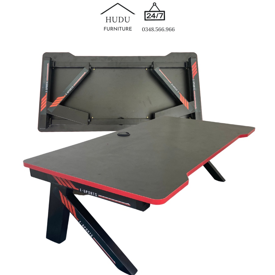 Bàn bệt gấp gọn gaming hầm hố, có tích hợp sẵn lỗ luồn dây điện tiện lợi gọn gàng, bảo hành 12 tháng sử dụng