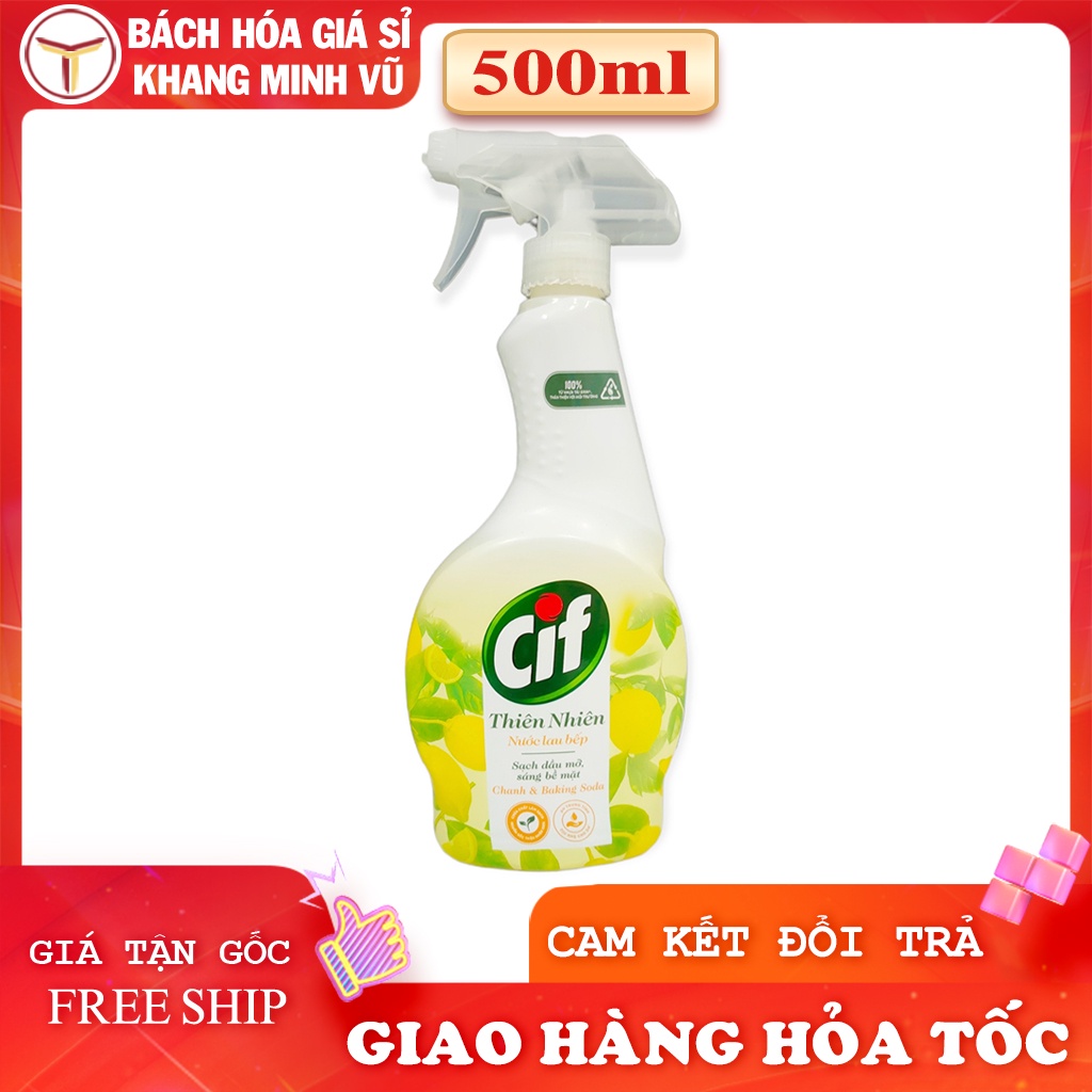 Nước Lau Bếp Cif Thiên Nhiên Hương Chanh Chai 500ml