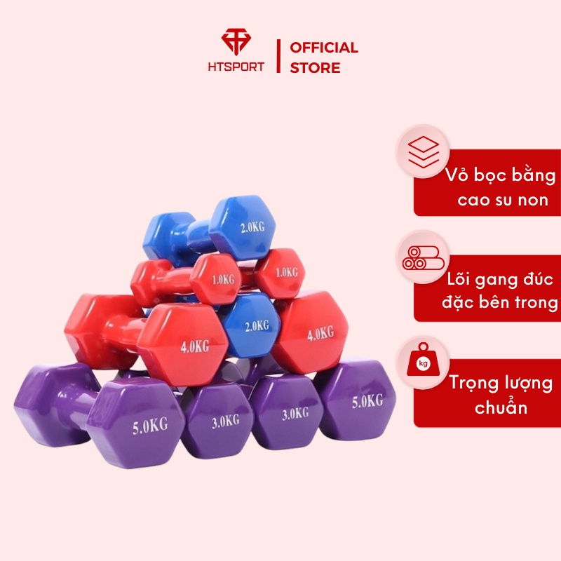 Tạ tay chất liệu gang bọc cao su , tạ tay tập gym - yoga, tạ tay nữ
