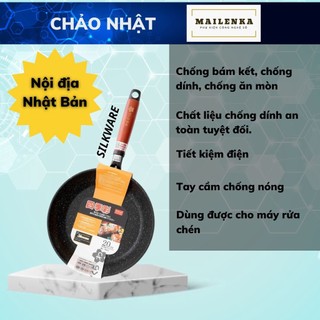 Chảo chống dính nhập khẩu nhật bản chuẩn đáy từ dùng cho bếp từ vân đá shikisai yamazakura silkware 20cm/24cm/28cm