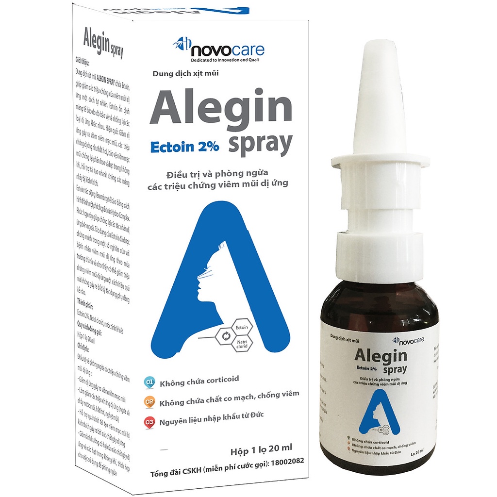 Xịt Mũi Alegin Spray Giúp Ngăn Ngừa Và Giảm Viêm Mũi Dị Ứng, An Toàn Cho Trẻ Sơ Sinh Và Phụ Nữ Có Thai 20ml