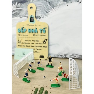 Bộ mô hình cầu thủ bóng đá và khung thành, mô hình quả bóng trang trí bánh sinh nhật