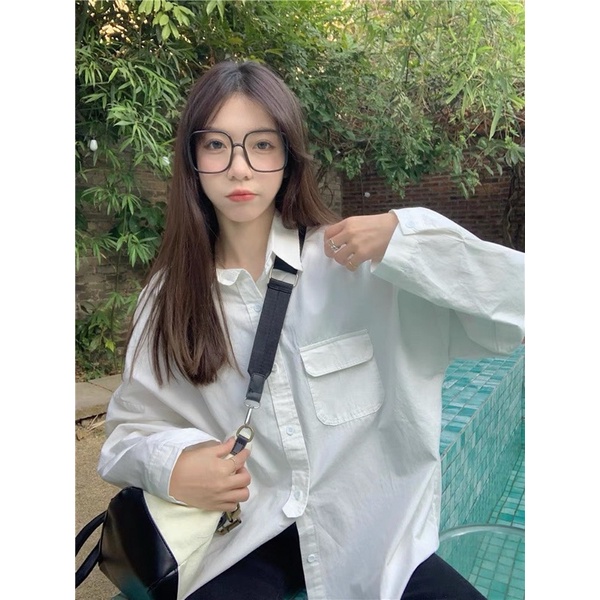 Áo sơ mi trơn túi tròn - mã 829