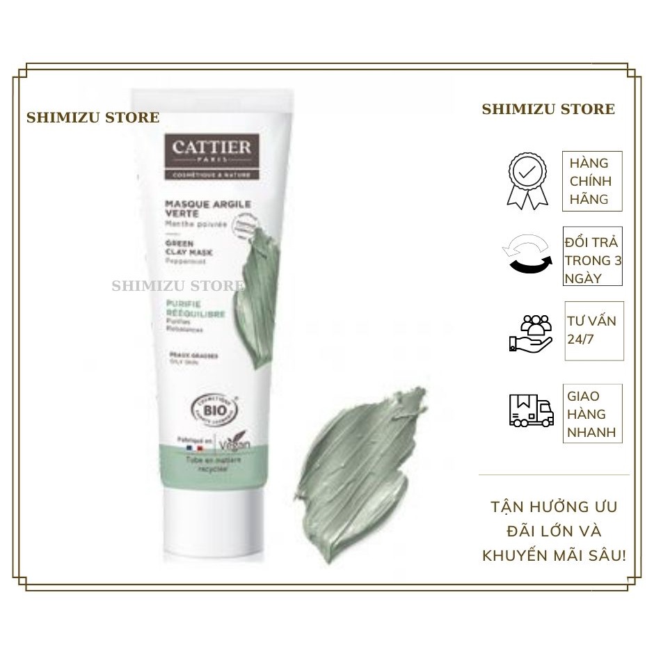 Bản Pháp hàng Nội địa  - Mask đất sét của Cattier clay mask aloe vera trắng da 100ml