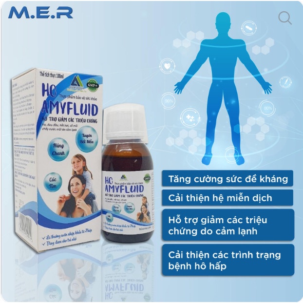 Siro ho thảo dược AMYFLUID hỗ trợ giảm ho, long đờm, bổ phế