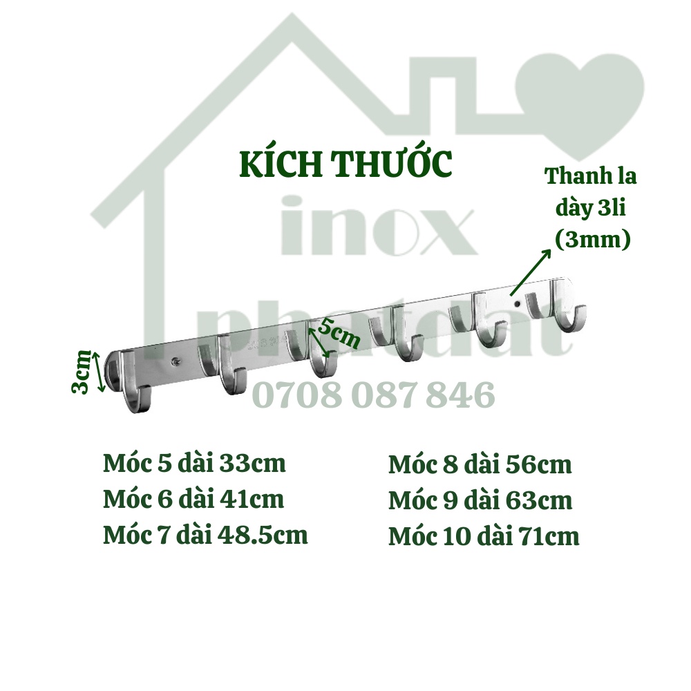 Móc treo đồ nhà tắm Inox 304 PHÁT ĐẠT  không rỉ sét, Móc áo inox dẹp, giá treo inox :