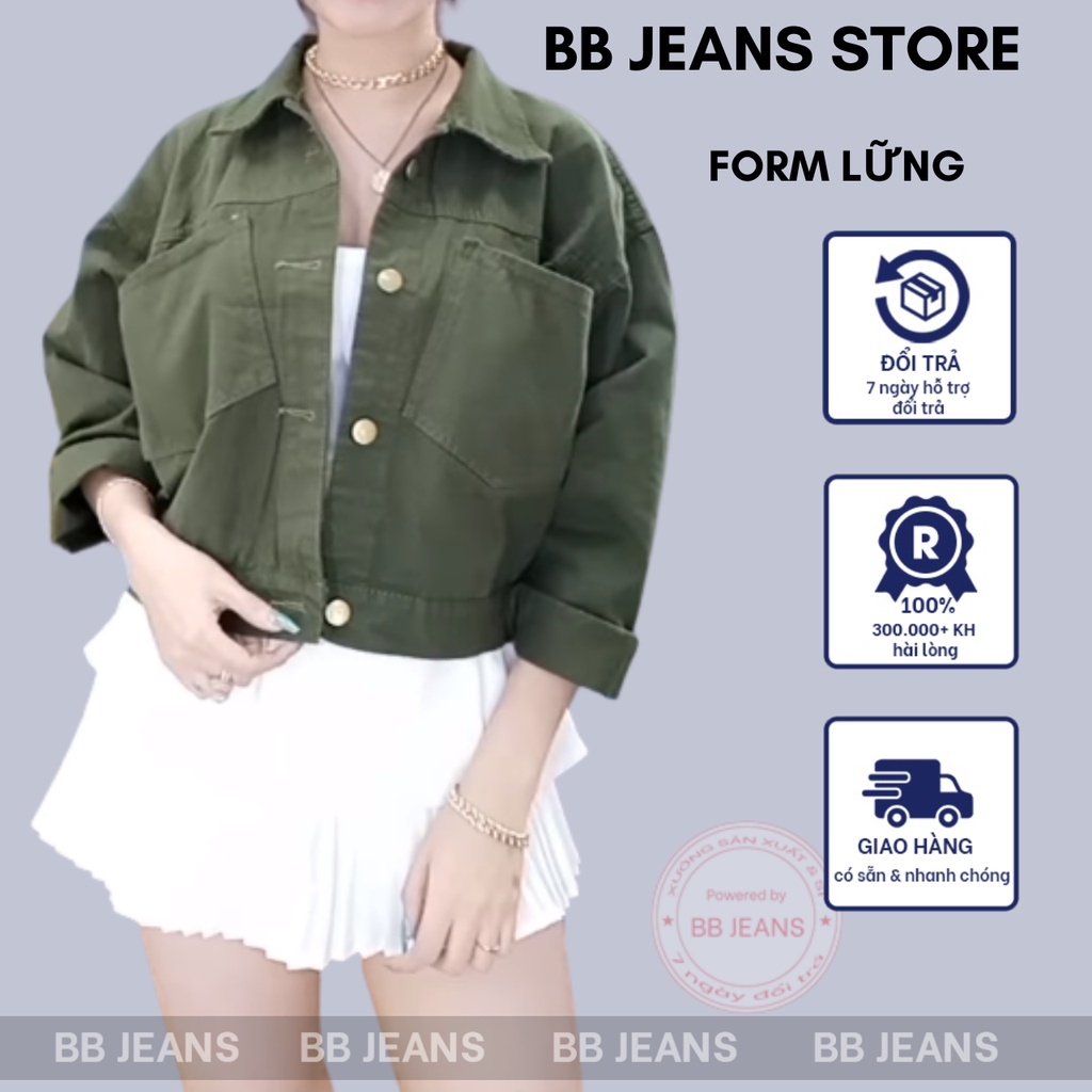 Áo khoác nữ chất kaki form lững croptop 48cm sành điệu size 39-58kg cao dưới 1.60m BB Jeans