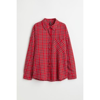 Áo somi nữ caro đỏ HM H&M sz XS form to _hàng chính hãng authentic
