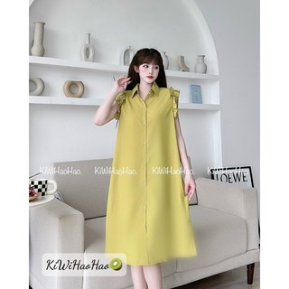 Đầm bầu công sở cổ sơ mi trắng