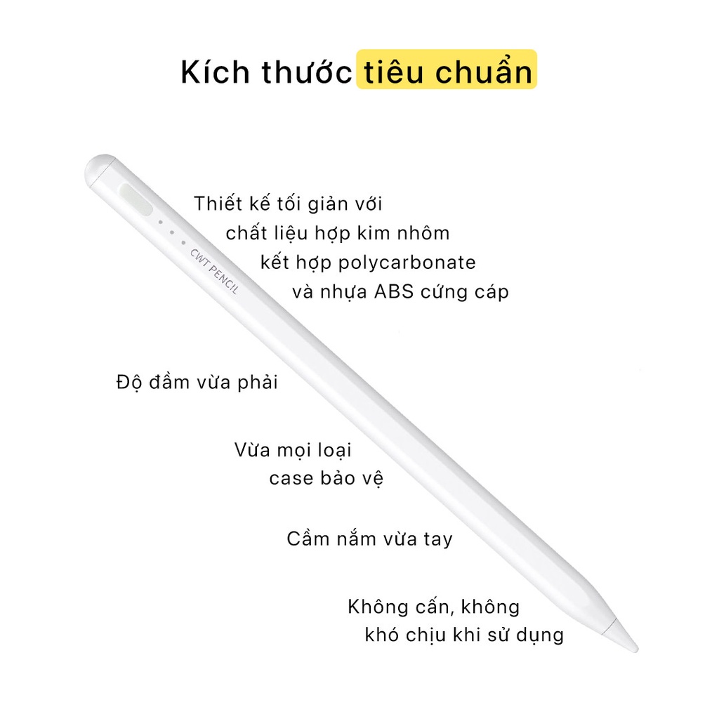 [QUÀ TẶNG DIGITAL] Bút Cảm Ứng CWT PENCIL 1.5/ 2.0 cho các dòng máy tính bảng, điện thoại IOS, Android, hỗ trợ sạc nhanh