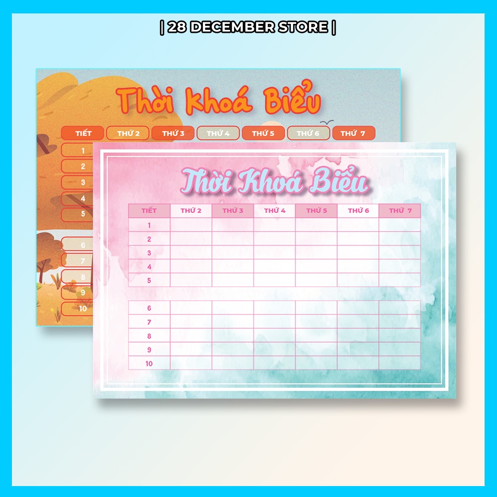 (SẴN) Thời khóa biểu size A6 (Decal dán được) họa tiết dễ thương - Đọc kỹ mô tả - Kích thước 15x10cm