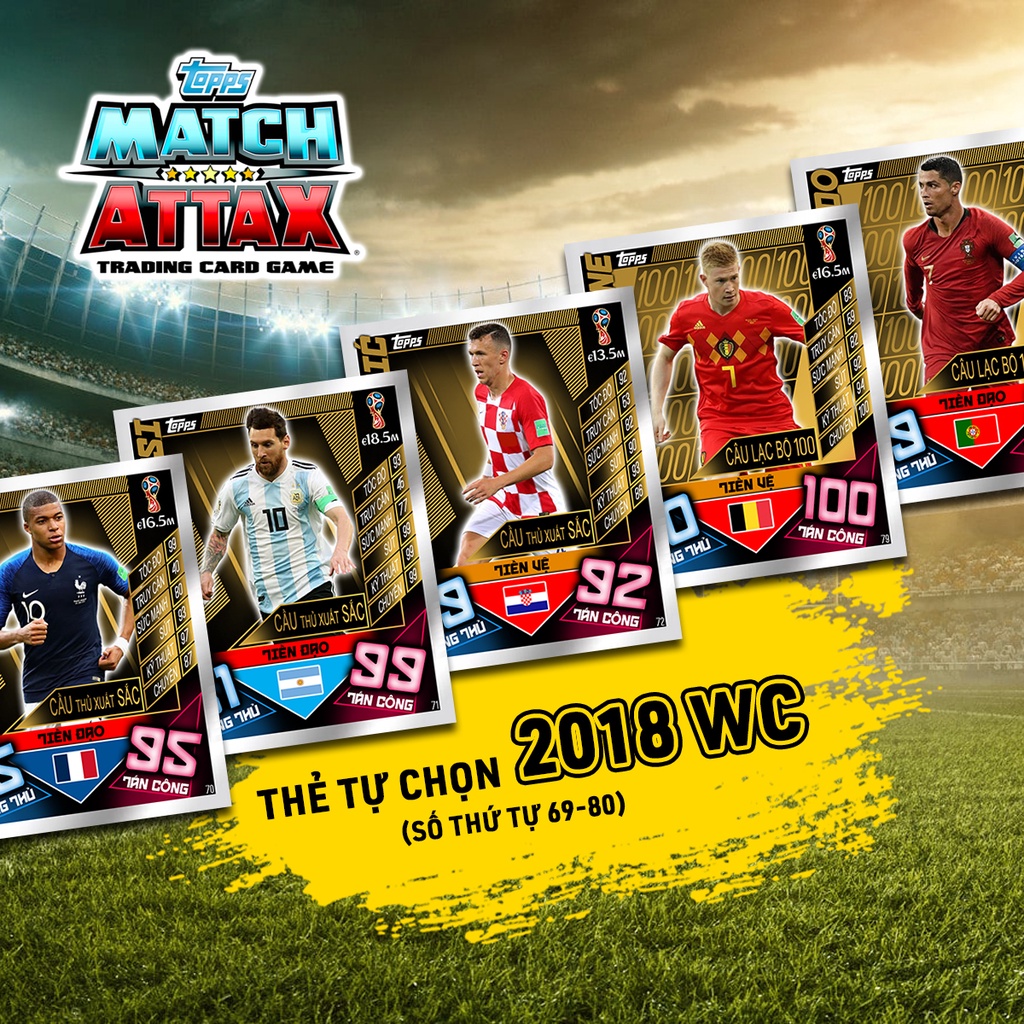 Thẻ Cầu Thủ In Match Attax 2018 Cúp Thế Giới Tự Chọn (STT 69-80)