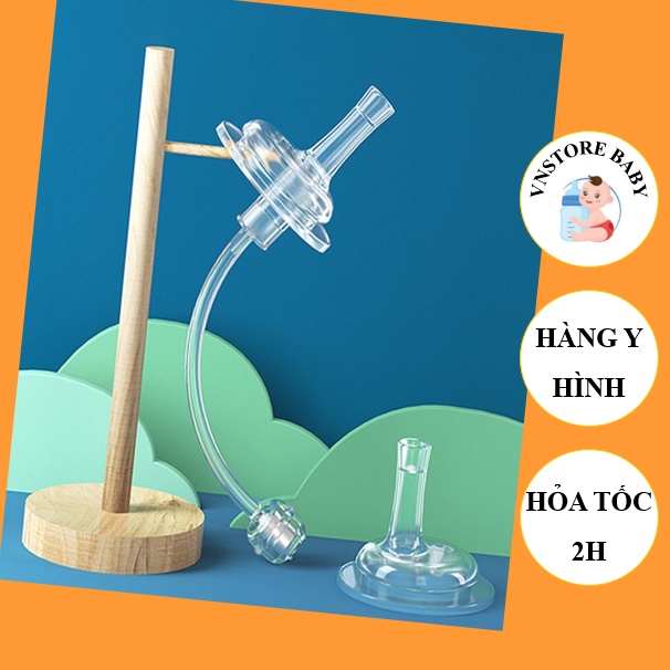 Ống tập hút thay thế núm bình sữa Moyuum, bình cổ rộng (Moyuum, Pigeon, Bebepick...) có van chống sắc an toàn