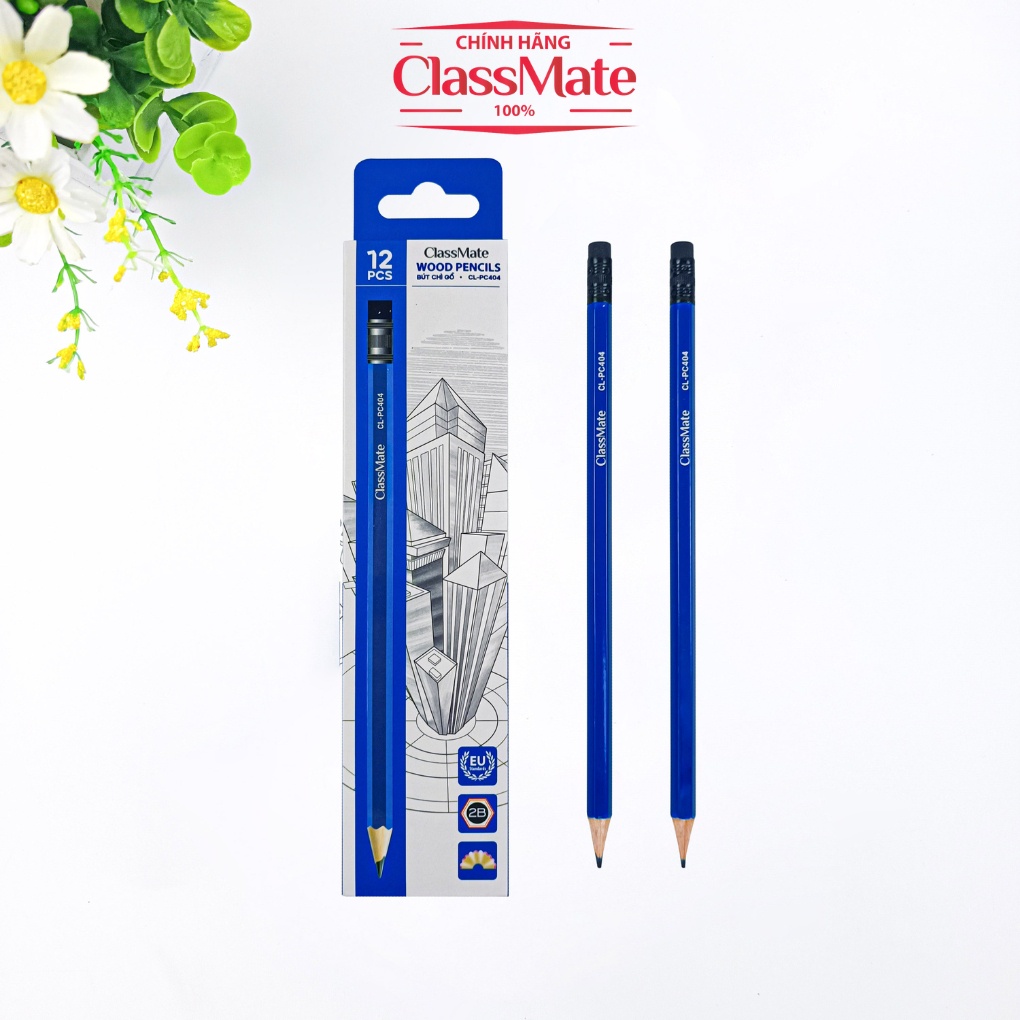 Bút Chì Gỗ Xanh Lục 2B Lục Giác Kèm Tẩy CLASSMATE -1 Chiếc, Chất Liệu Gỗ An Toàn Dễ Gọt Phù Hợp Với Học Sinh CL-PC404
