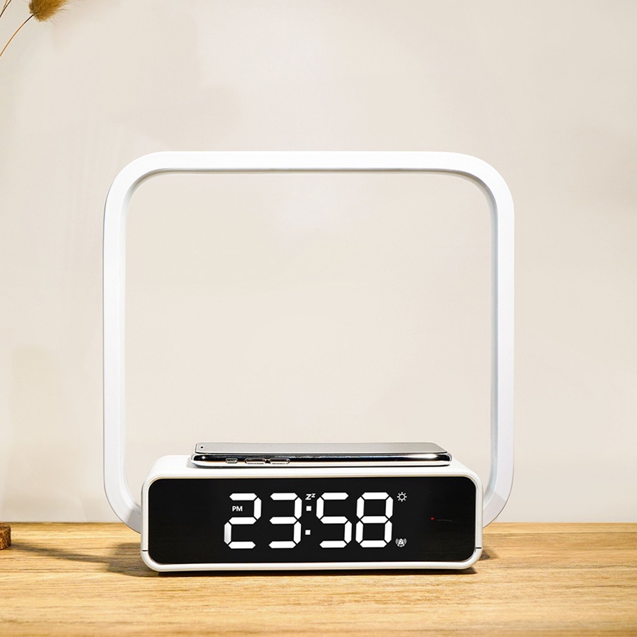 Đèn ngủ kèm đồng hồ báo thức và sạc không dây Wilit B18 cao cấp