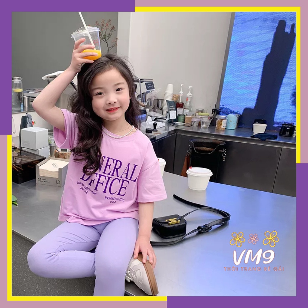 Áo thun chữ cho bé gái AMBB KIDS, ngắn tay, vải tencel - Áo phông cho bé gái