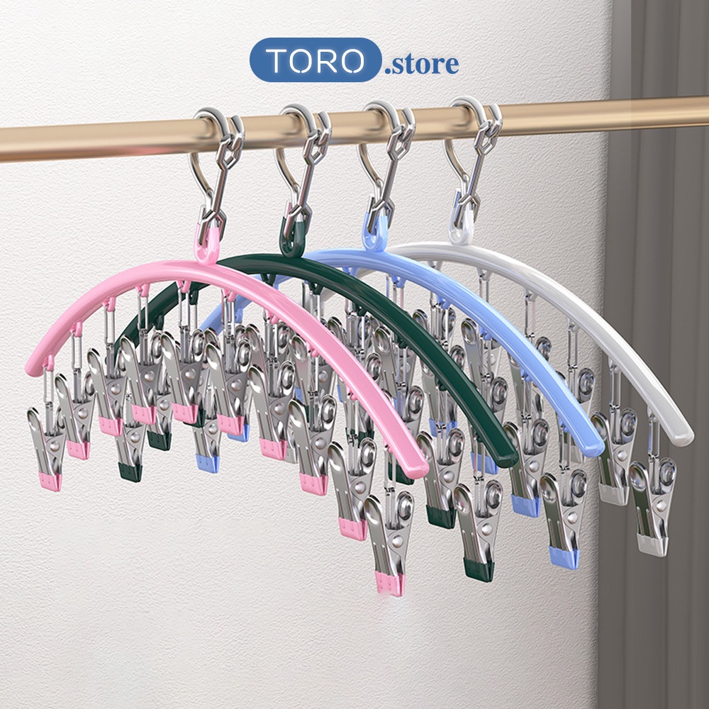 Móc treo tất vớ đồ lót TORO có khóa chống gió,chống trượt 10 bộ ghim cặp