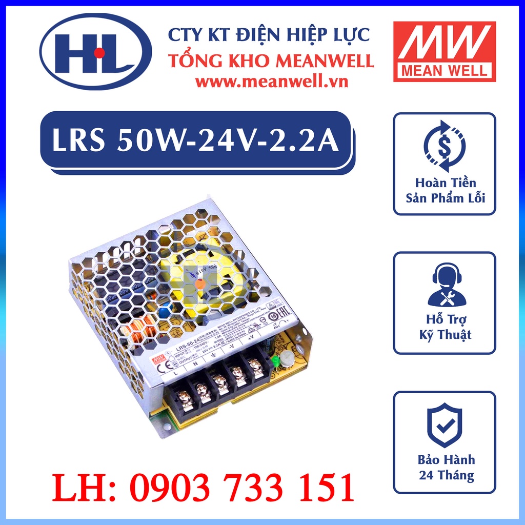 Nguồn Tổ Ong 24V, Meanwell LRS-50-24 (50W/24V/2A), Nguồn Led, Nguồn Camera