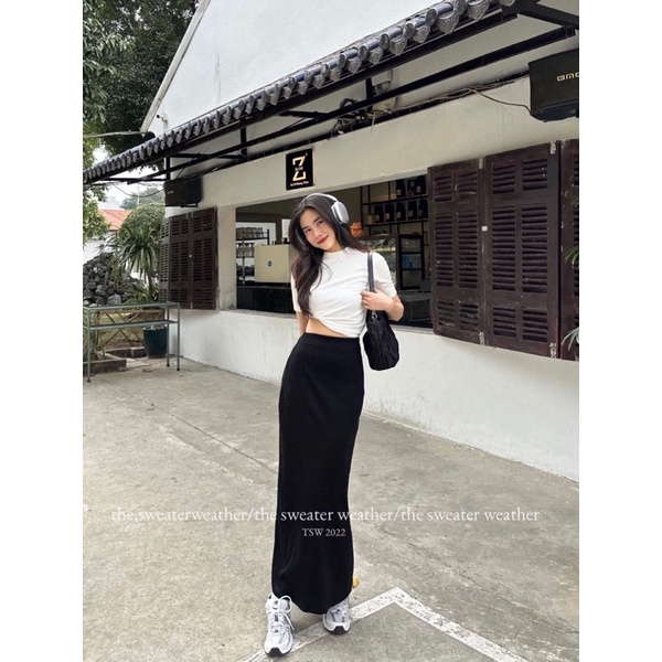 Chân váy suông dài thun co giãn cạp phẳng the.sweaterweather TSW (ảnh thật) | BigBuy360 - bigbuy360.vn