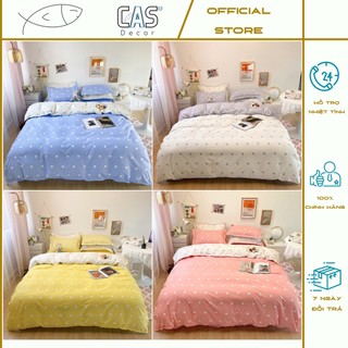 Bộ Chăn Ga Gối Cotton PL Hình Trái Tim Hai Mặt, Chất Liệu Thoáng Mát Đủ Kích Thước CAS Decor