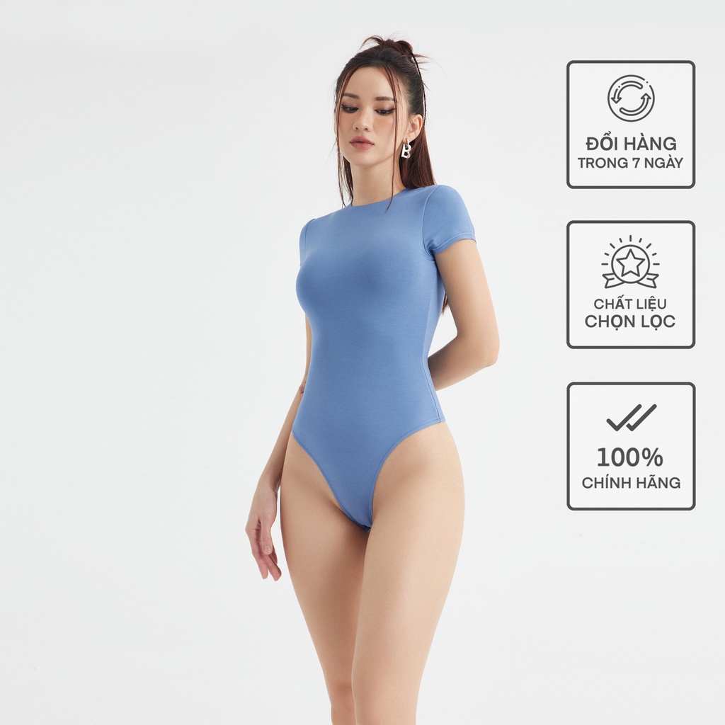 Áo Ngắn Tay Bodysuit Nữ BUSY Thun Rayon 2 Lớp Co Giãn Ôm Sát NTB