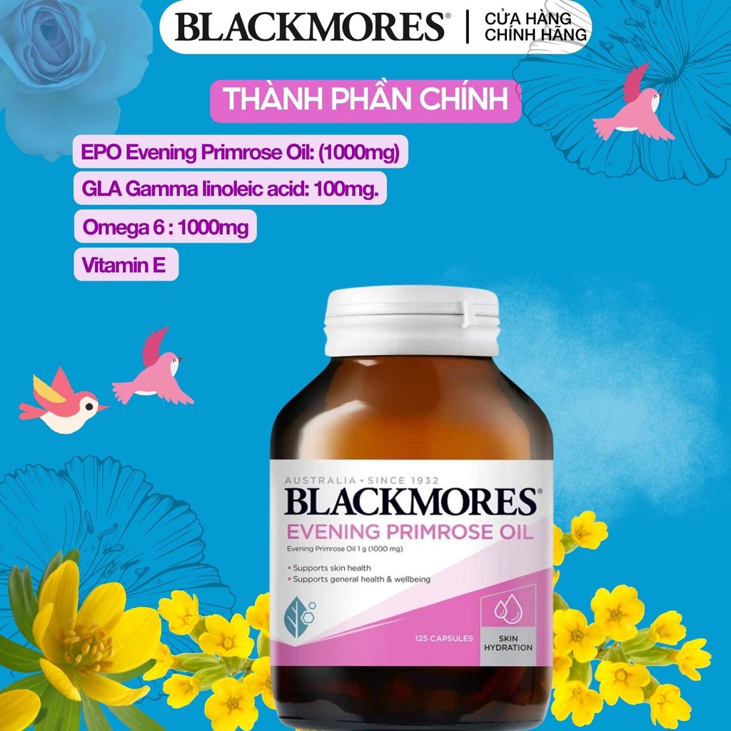 Tinh dầu hoa anh thảo Blackmore Evening Primrose Oil 1000 Úc 190v đẹp da, cân bằng nội tiết tố