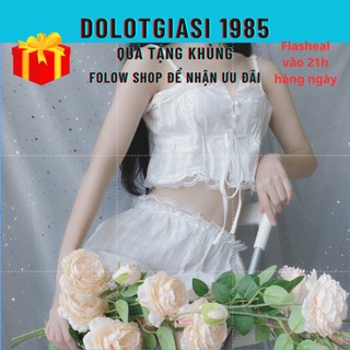 Bộ đồ ngủ nữ gợi cảm hai dây màu trắng thô đũi - Đồ ngủ sexy nữ YL05.QN58